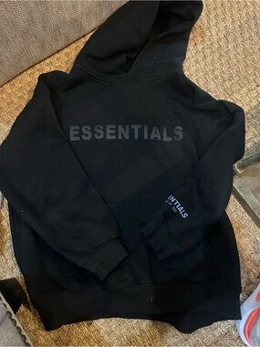 Essentials Men’s Black Hoodie with Subtle Logo